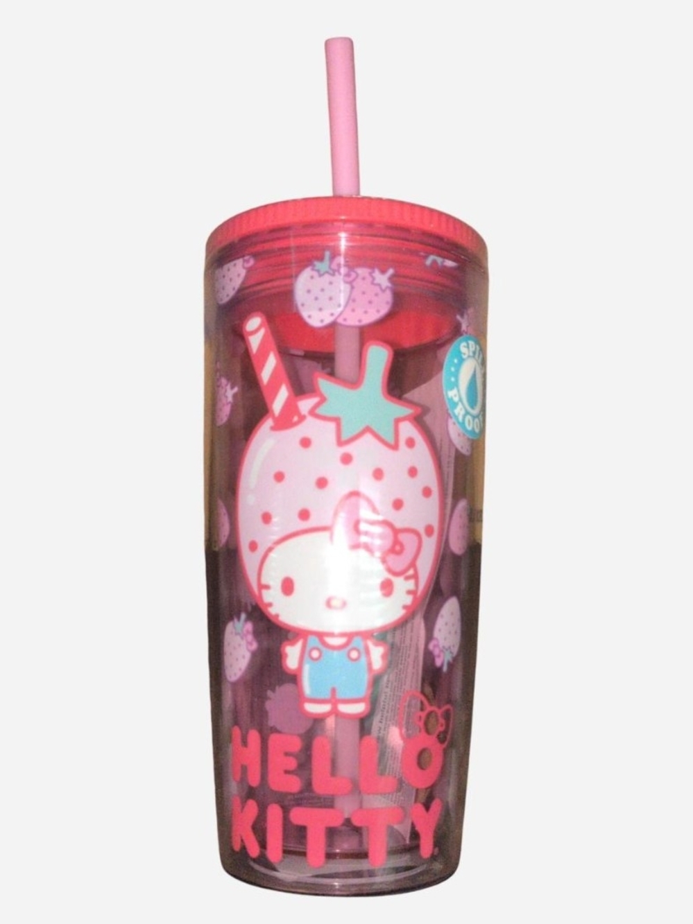 Sanrio Hello Kitty Pink Strawberry Straw Tumbler